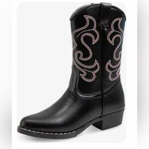 Canyon Trails Black Western Cowboy Boots  Stitching girls TODDLER size 5-NWT